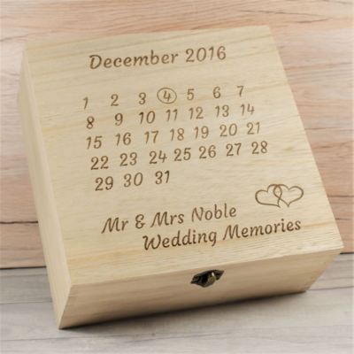 Personalised Wedding Date Calender Memory Box - Keepsake Boxes ...