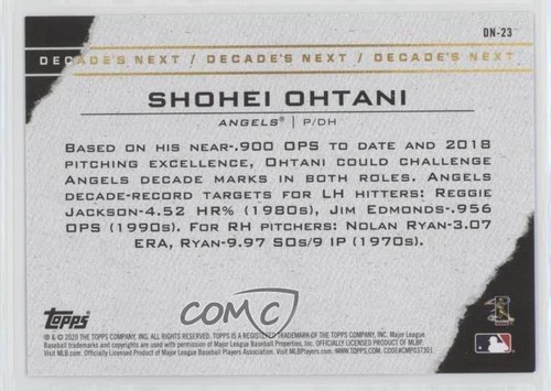 2020 Topps Decades Next Shohei Ohtani #DN-23 02v3 - Picture 2 of 3