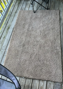 Beige Solid Rectangle Outdoor Rug 4x6 ft Low Pile for Porch & Patio