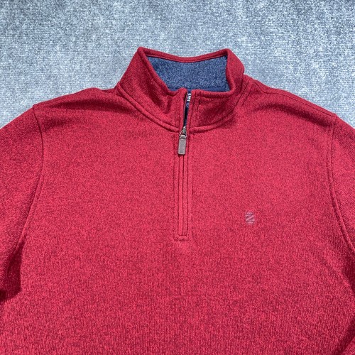 Suéter Izod Cuarto Cremallera Hombres L Rojo Manga Larga Polar Pullover Cuello Simulado Clásico - Imagen 4 de 8