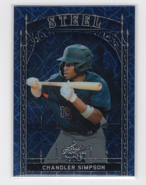 Chandler Simpson 2024 Leaf Trinity Mega Box #S-20 Steel Lazer Foil Blue 57/99