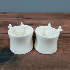 Ceramic Espresso Cups Set of 2 Bone Shape Handle Demitasse Coffee Tea