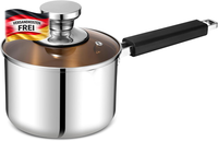 Dreilagige Edelstahl Kochtopf Mit Glasdeckel FüR Induktion Keramik Elektro 16Cm