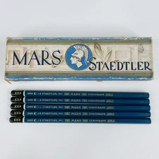 5 Vtg JS Staedtler Mars 2886 EXB Lumograph Pencils in Cardboard Box, Germany