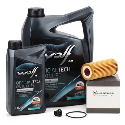 6L WOLF 0W20 LL FE Motoröl + HIRSCHER Ölfilter für VW GOLF 7 8 1.8/2.0 TSI/GTI/R