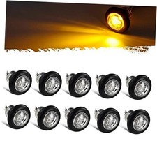 10Pcs 3/4 Inch Led Side Marker, DOT Approved Clear Lens Clearance Bullet Amber