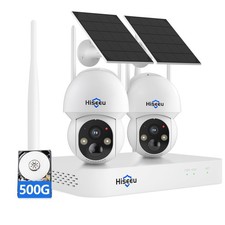 Hiseeu Solar Camera,4MP Wireless Home Security Cameras,500G HDD