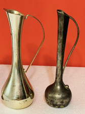LOT of 2 METAL WATER  PITCHERS~ BUD VASES