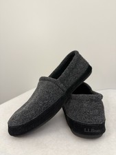 LL Bean Fleece Slippers Gray Grey 9 Fall Winter Spring Comfort Cozy Slip on