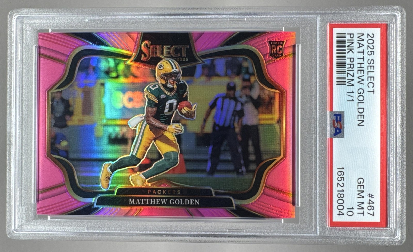 Matthew Golden 2025 Panini Select #467 Pink Prizm Field Level RC 1/1 PSA 10