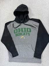 Ohio Bobcats Screened Logo Campus Hoodie Sweatshirt (Men's Large) Silver