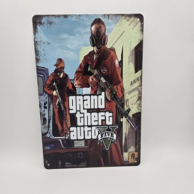 Grand Theft Auto 5 Metal Tin Sign Poster Game Room Man Cave Five
