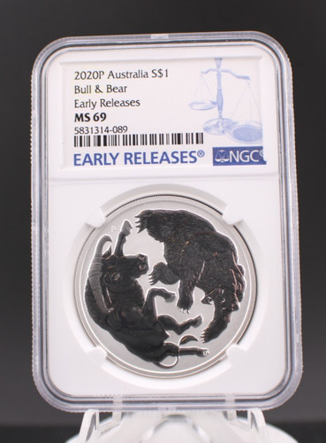 2020 P Austrailia Bull & Bear NGC Early Release MS69 1oz. .9999 Silver LVB3.15