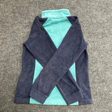 Columbia Fleece Jacket Girls Size L 14/16 Navy Teal Colorblock Full Zip Outdoor