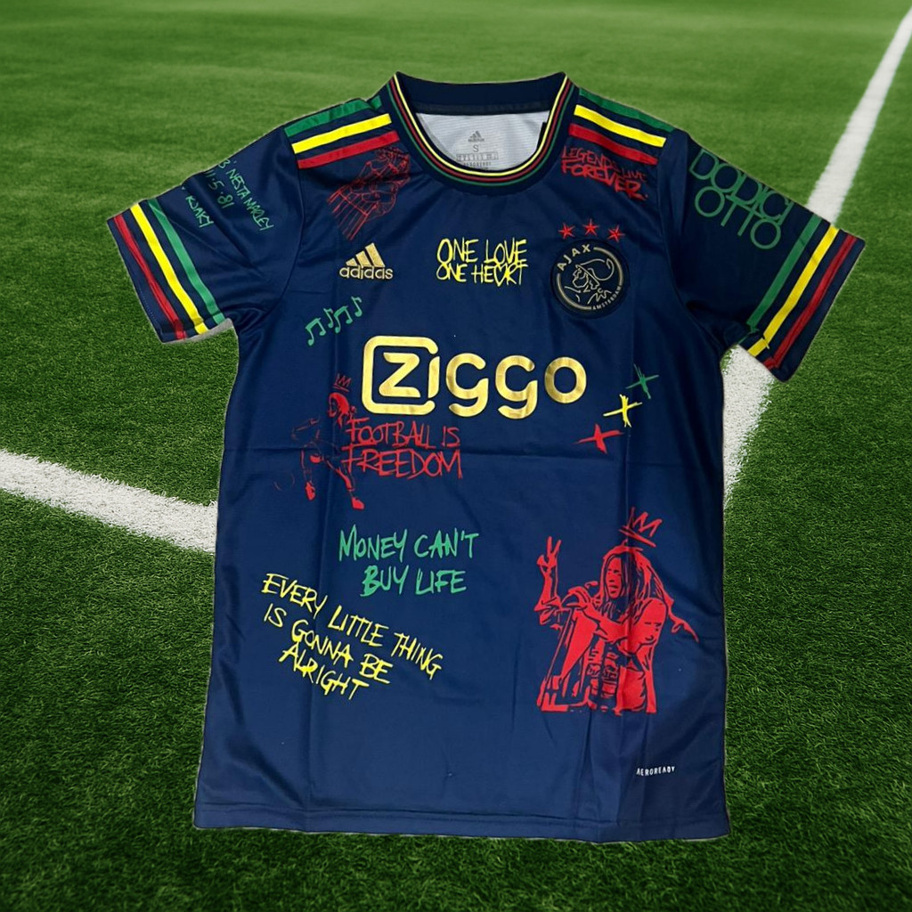 Rare Adults Bob Marley Special Football Kit Soccer Shirt Navy Gold - All Sizes