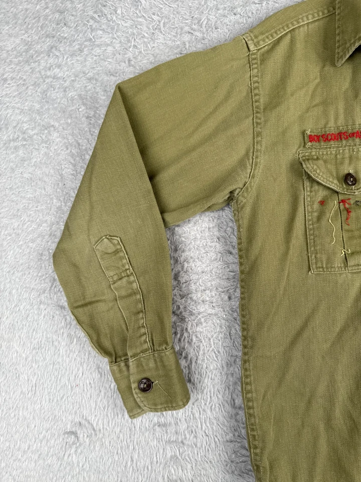 VINTAGE Boy Scouts of America Shirt Boy Medium Green 60s Mesa Arizona Sanforized - Image 3 of 4