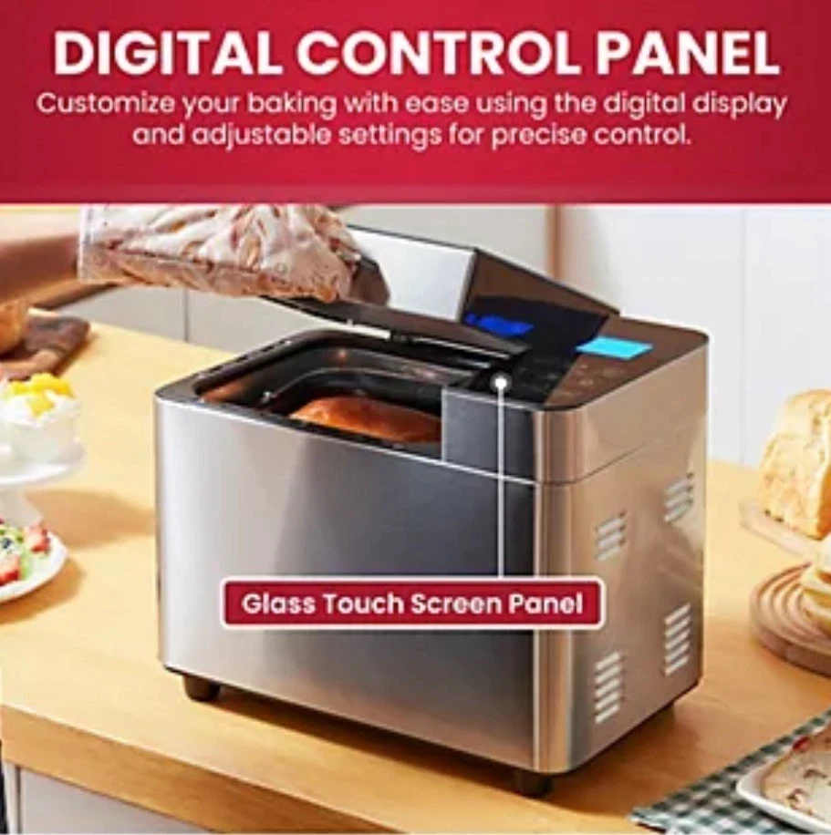 Программируемая хлебопечка Elite Gourmet 2 фунта, сенсорный экран из нержавеющей стали - Изображение 2 из 4