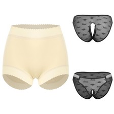 Womens Stretchy Panties Sheer Lace/Mesh Closed/Opened Crotch Tempting Underwear