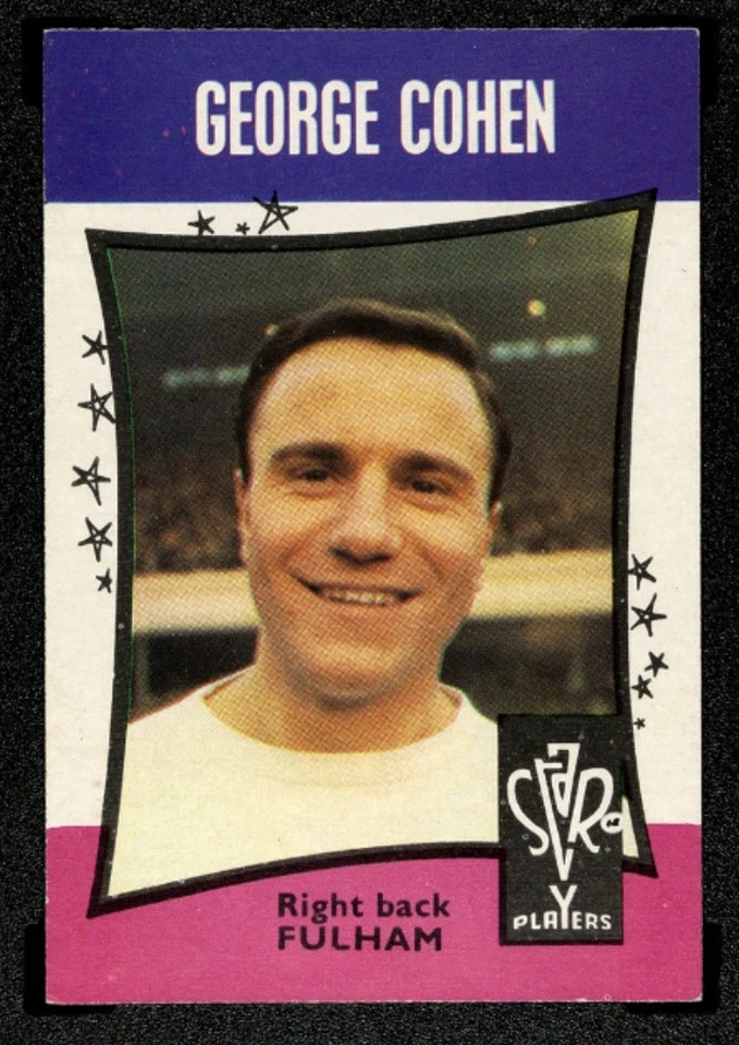 Tarjeta de fútbol 1967-68 George Cohen A & BC Star Players #28 SGC 6 EX-NM Fulham Foto 3 de 4
