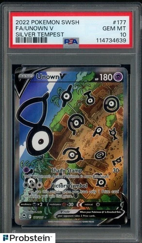 2022 Pokemon SWSH Silver Tempest #177 FA/Unown V PSA 10 GEM MINT