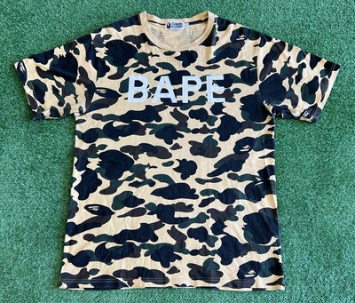 Bape Spellout Camo Shirt A Bathing Ape Tag Men Size XL Hype