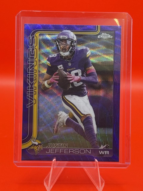 2025 Topps Chrome Justin Jefferson Purple Wave Color Match /75 Vikings