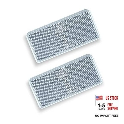 E-Mark CCC 2pcs Rectangle Reflector Self Adhesive Stick on Trailer Clear