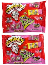2 Warheads Taffy Valentines Candy 3.59 Oz (24ct Total) Sweet-n-Sour Fruity Chewy