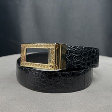 Gianni Versace Black Alligator Leather Belt Gold Buckle Medusa Logo Mens Sz 30
