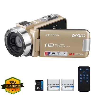 ORDRO B320 1080P Camcorder 30MP 18X Zoom Gold