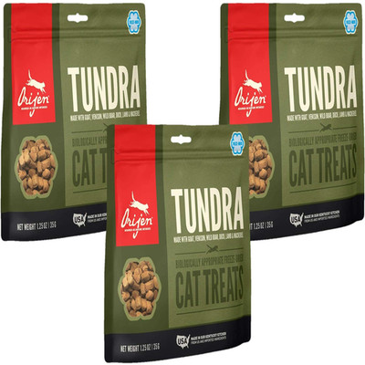 Orijen 3 Pack Of Tundra Cat Treats 1.25 Ounces Each Freeze-Dried Grain-Free