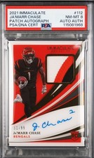 2021 Immaculate Ja'Marr Chase RC RPA 3 Color Patch /99 PSA 8 Auth Auto Rare