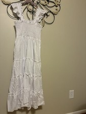 Uniqlo Women’s Tiered Maxi Dress/Large/sleeveless/white / Brand New In Package