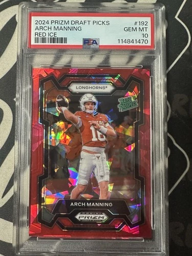 2024 Prizm Draft Picks - Rated Prospect Arch Manning #192 Red Ice Prizm PSA 10
