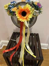 Head wreath flower crown headdress Ukrainian vinok headband satin ribbons