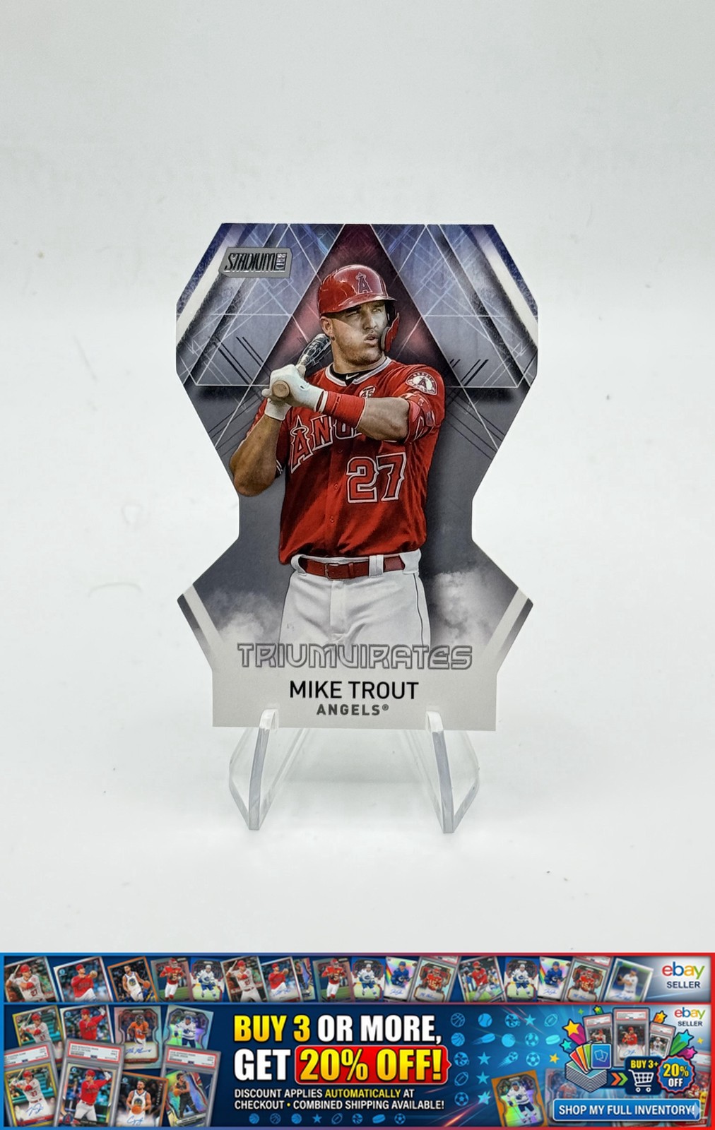 Mike Trout #T-14 Baseball Cards 2021 Stadium Club Triumvirates trading card — raw and PSA graded price guide