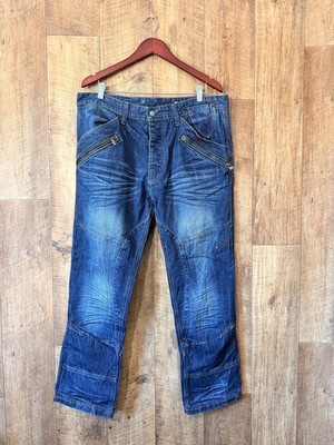 Ringspun dark wash utility biker jeans W38 L29 Y2K