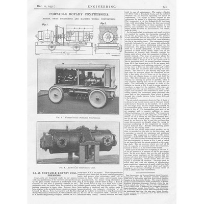 Swiss Locomotive & Machine Works Portable Rotary Compressor Vintage Print 1931