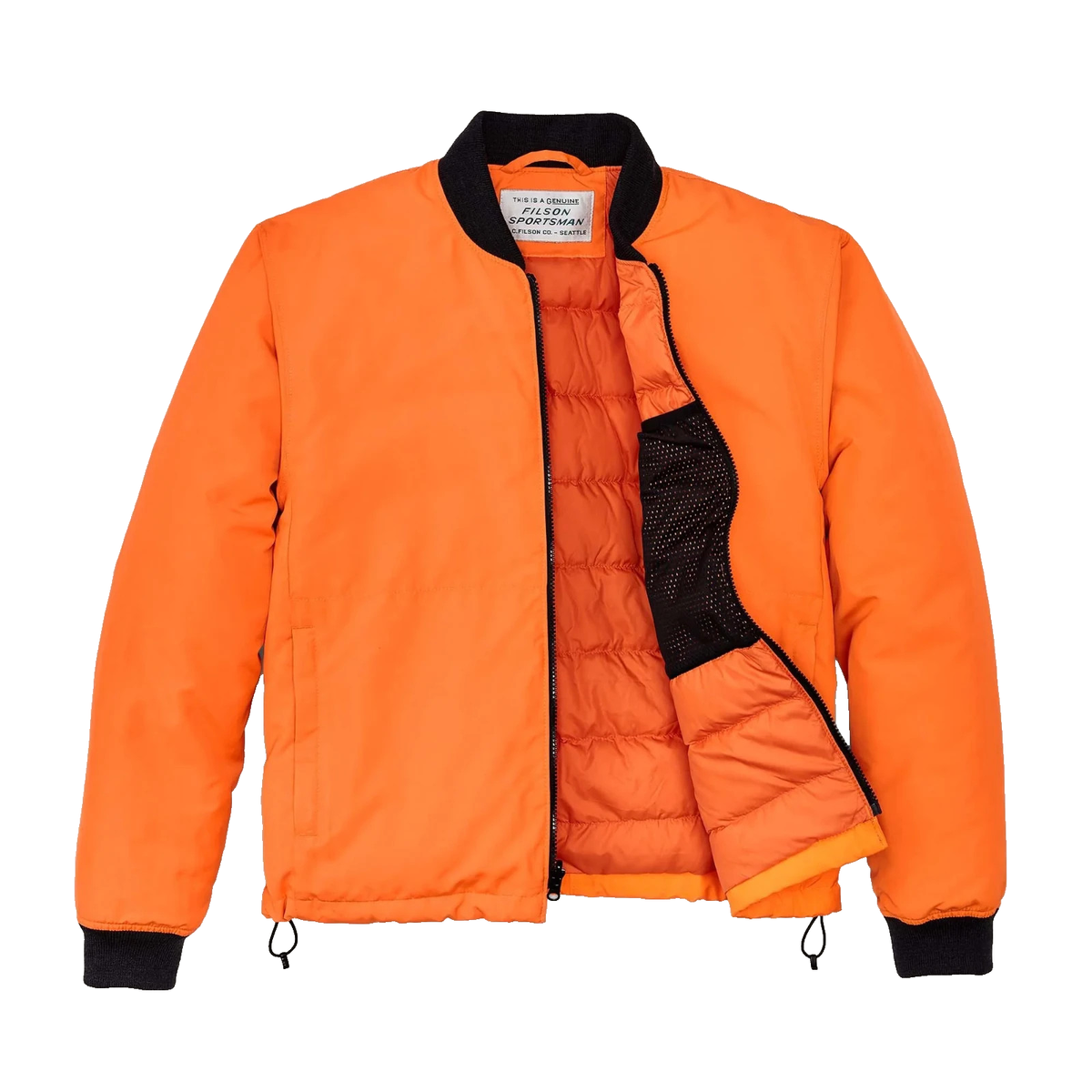 Filson Down Liner Jacket Blaze Orange Goose Fill Zip-In Compatible