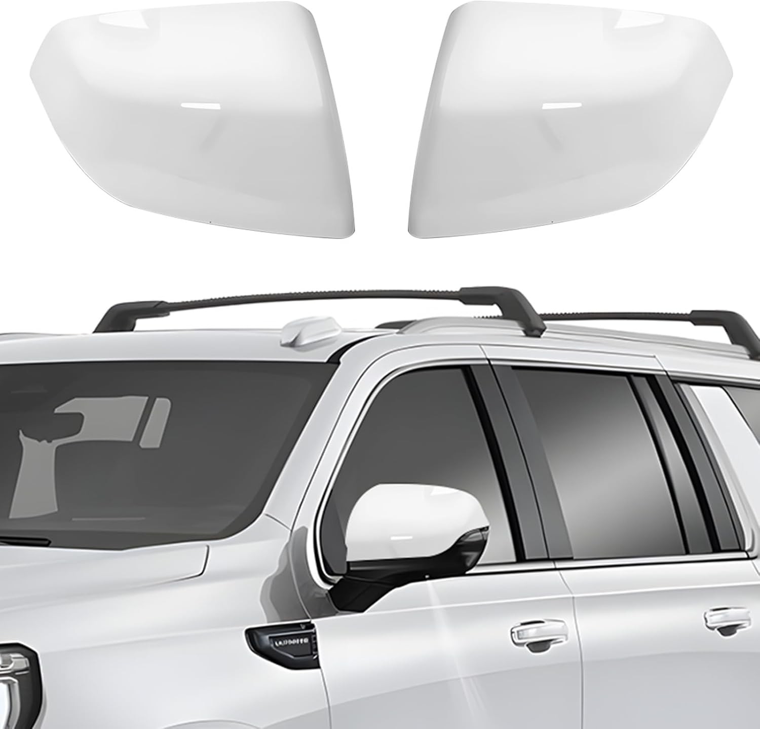 1 Pair White Side Mirror Cover Caps for 2021 2022 2023 2024 2025 Chevy Tahoe ...