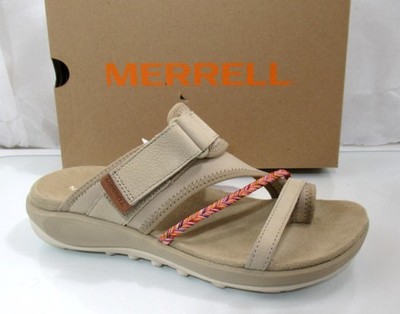 Women's Merrell Terran 4 Post Slide Thong Sandals Comfort  Incense Beige Size 7