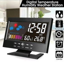 LED Digital Alarm Clock Snooze Calendar Thermometer Hygrometer Weather Display