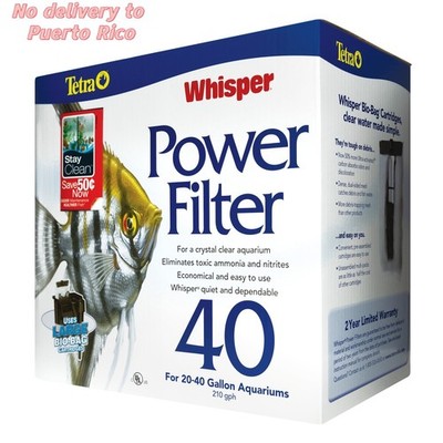 Tetra Whisper Power Filter 40 Gallons, Quiet 3-Stage Aquarium Filtration new