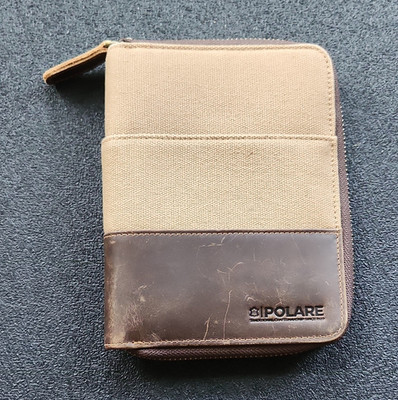 POLARE Zip-Around Men's Passport Wallet Brown/Beige with Credit Card & ID Window