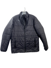 Puma Boys Size XL 15-16Y Black Lined Nylon Zip Puffer Jacket Pockets Logo