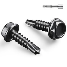 129 PCS 10x3/4" Black Self Tapping Screws 410 Stainless Steel Hex Washer