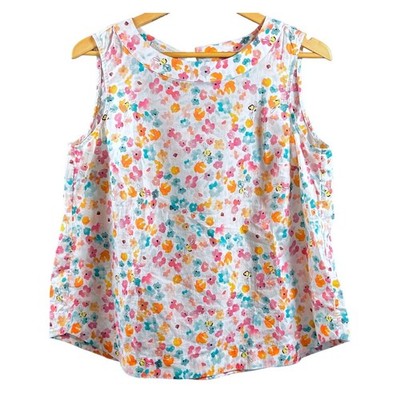 Talbots Floral Bumble Bee Clean Crop Cottage Beachy Romantic Coastal Cotton MED