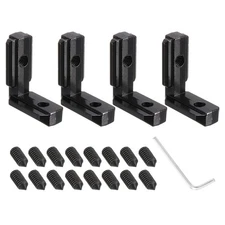 4Pcs 3030 Series Aluminum Extrusion Connectors with Screw/Wrench, Black