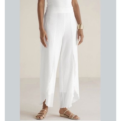 Soft Surroundings Siesta Key Wide Leg Gauze Pants White XS Beach Vacation Flowy