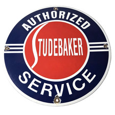 Vintage Studebaker Sign - Porcelain Authorized Service Garage Shop Gas Pump Sign